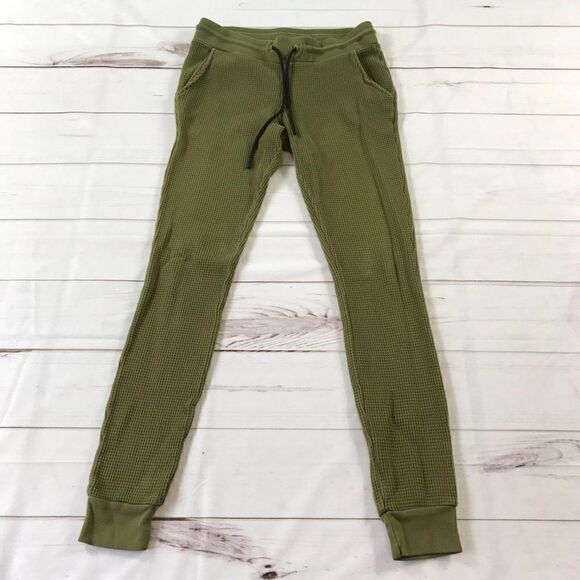 Cotton Citizen Women Waffle Knit Olive Green Jogger Pants Small - Picture 1 of 13